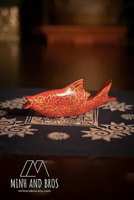 Lacquer Fish Sculpture Collectible Son Mai Vietnamese Art Lacquer Gift • $44.17