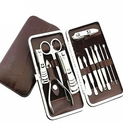 12PCS Pedicure / Manicure Set Nail Clippers Cleaner Cuticle Grooming Kit Case • $6.45