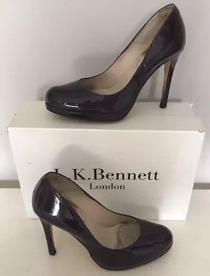 £30 • Buy LK Bennett Sledge Plum Patent Leather Platform Shoes Size 37.5 USED