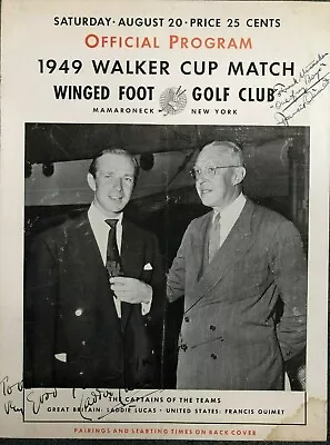 $2950 • Buy FRANCIS OUIMET Signed 1949 Walker Cup Program RARE Full JSA Letter Authenticity