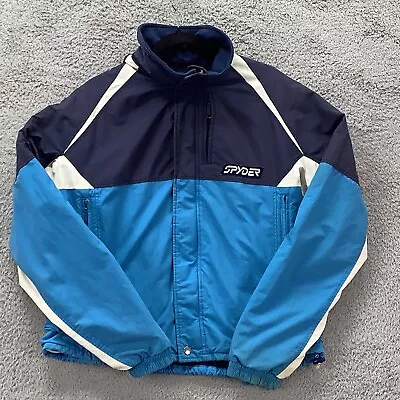 Spyder Jacket Mens L Blue Full Zip Pockets Snowboard Ski Made In Japan Vintage • $37.99