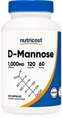 Nutricost D-Mannose 500mg Per Capsule 120 Capsules 1000mg Per Serving • $14.98