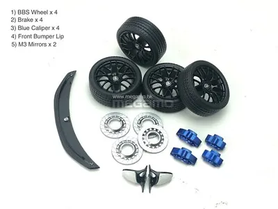 1/18 Kyosho BMW E92 M3 Upgrade Kit E90 E91 E93 BBS Wheel Lip Blue Caliper Mirror • $89
