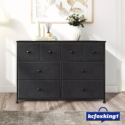 $149.49 • Buy 8 Chest Of Drawers Tallboy Dresser Table Storage Fabric Bedroom Furniture Black