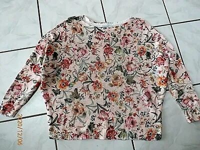 Luisa Ricci Sweater Womens Size L Pink Floral Dolman Sleeve Boat Neck D582 • $17.90