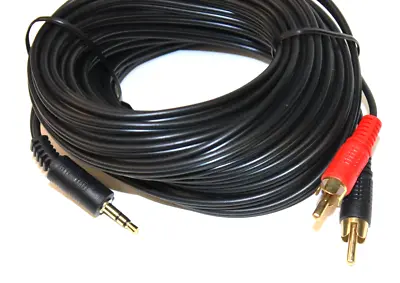 15m Metre 3.5mm Jack To 2 X RCA Cable (Twin Phono) Audio Lead Stereo GOLD • £5.09