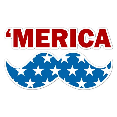 'Merica Moustache Flag Vinyl Decal Sticker Indoor Outdoor 3 Sizes #9951 • $5.95