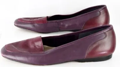 Enzo Angiolini Flats Size 8N Berry Purple Square Toe Two Tone Leather Shoes • $19.99