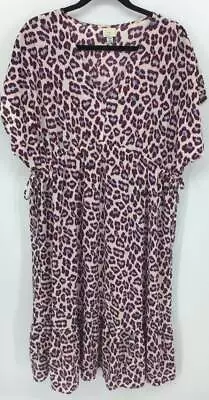 A New Day Dress Extra Extra Large Pink Animal V-Neck Kimono Sleeve New B18 • $5.99