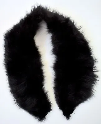 Vintage Black Fox Fur Collar Black 28  Stole / Wrap / Scarf FreeS&H • $28.50