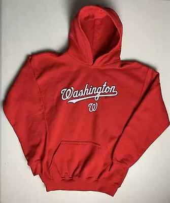 Youth Large Stitches Red Washington Nationals Pullover Fleece Hoodie Preowned • $17