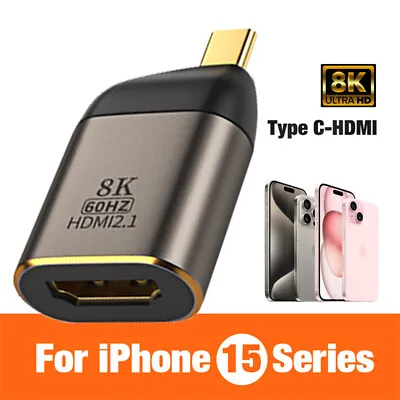 8K USB C To HDMI 2.1 Adapter Type C Cable For IPhone 15 Plus Samsung Converter • £17.75