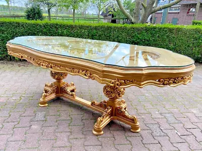 Gilded Elegance: Exquisite Italian Baroque/Rococo Dining Table In Gold Beech • $2900