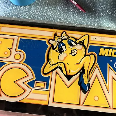 22-9” Original Ms Pac Man Plexiglass Arcade Game Sign Marquee C20 • $55