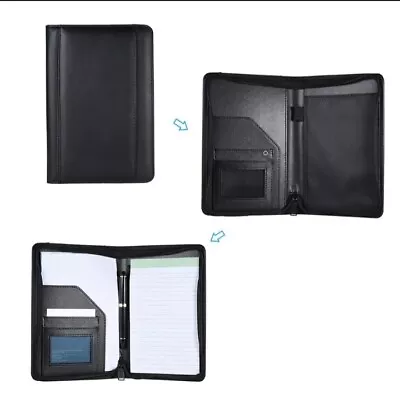 Portable Business Portfolio Padfolio Folder Document Case Organizer A5 PU... • £27.60