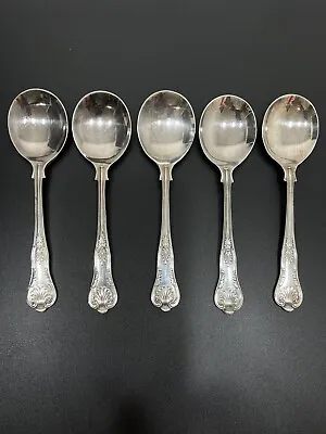 Lot Of 5 EPNS A1 Silver Plate Kings Pattern Soup Spoons Sheffield England • $39.99