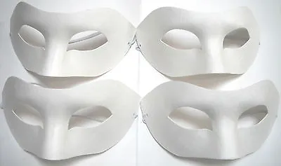 4 X Half Face Plain Mask Paint Fancy Dress Halloween Party Venetian Decorate DIY • £10.88