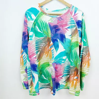 Swim By Cacique Rash Guard Plus Sz 20 Tropical Leaf Print Pullover Beach Top • $22.88