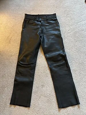 Mens Black Leather Motorcycle Pants 50 Or 32 German Heavy Comfortable • $85