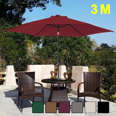 £54.95 • Buy 3M Large Round Garden Parasol Patio Sun Shade Umbrella Aluminium Crank Tilt New