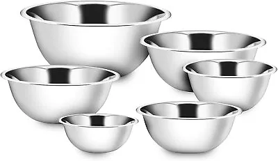 Deep Mixing Bowl Stainless Steel Cooking Baking Salad Serving Bowl Flat Base • £16.99