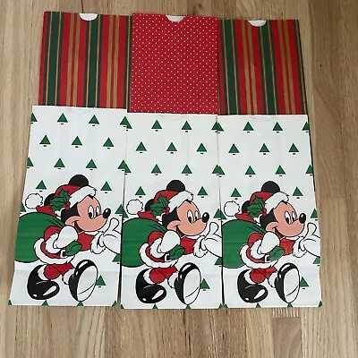 6 Vtg Unused  3  Disney Mickey Mouse Holiday Christmas Gift Paper Bags • $12.99