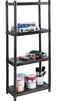 4 Tier Plastic Shelving Unit  Home & Garage Storage Racking Shelves 24x12x51 In • £17.95