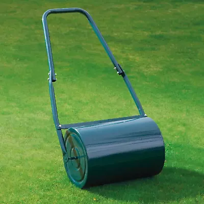 Garden Lawn Roller 30L Galvanised Steel Scraper Bar Drum Water Sand Filled • £43.99