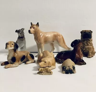 Miniature Vintage Figurines Porcelain  Ceramic Fur Baby Dogs • $22.95