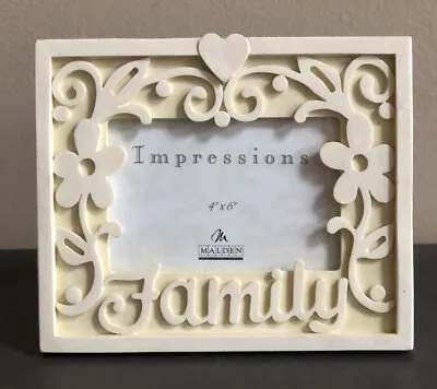 Malden Impressions “Family” Photo Picture Frame 4”x6” Cream Ceramic Resin (?) • $22.80