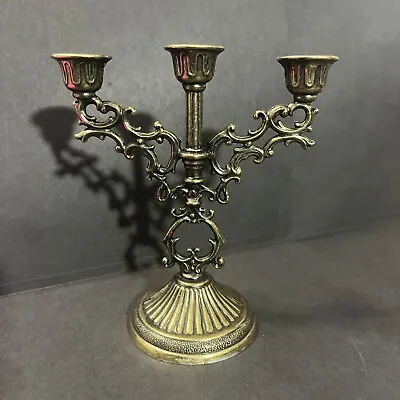 Vintage Interpur Mini Triple Candle Holders 5  Tall Brass Made In Italy • $23