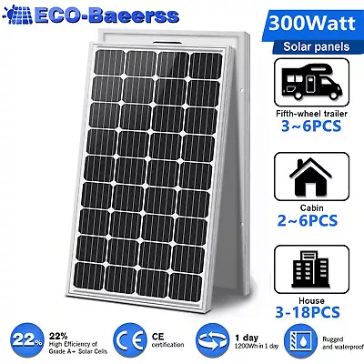 300W Solar Panel 12V Monocrystalline Solar Panel For Home RV Trailer Off Grid • $195.99