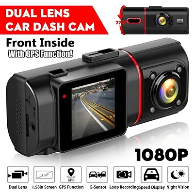 $42.99 • Buy 1080P Dual Dash Cam Car Driving Recorder Camera Night Vision G-sensor GPS AU 