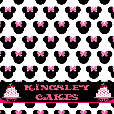 Edible Icing Background Sheet Pink Bow Minnie Mouse Pattern Cake Topper  Ice4 • £6.99