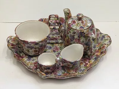 Vintage Porcelain Chintz Breakfast Complete Set By James Kent Old Foley On Tray • £119.99