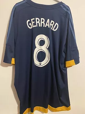 LA Galaxy Football Shirt Mens 2XL 2015 Away Gerrard 8 Blue Short Sleeves • £32.50