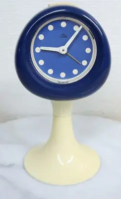 Vintage Rare Blue & White Lumem Mid-Century Modern Memphis Pedestal Clock German • $249.99