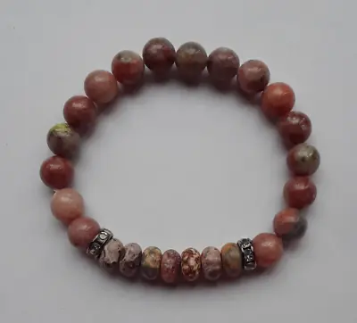 New Rondelle Leopard Jasper & Pink Lepidolite Bracelet  Buy Any 2 Get 3rd Free • $4.95