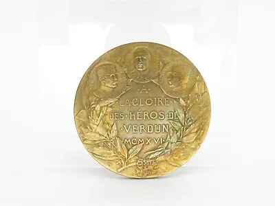 1917 France Aux Heroes De Verdun By Charles Pillet In Bronze 68.02 Mm / 140 Gram • $119.27