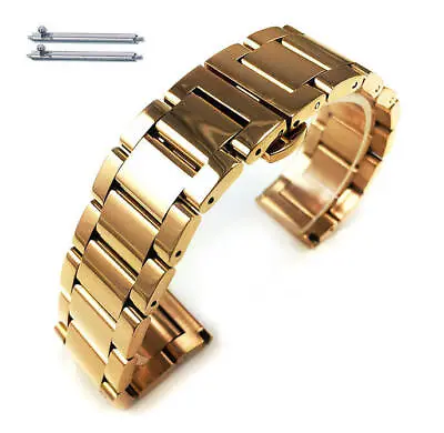 Rose Gold Steel Metal Bracelet Replacement Watch Band Strap Butterfly Clasp 5013 • $19.95