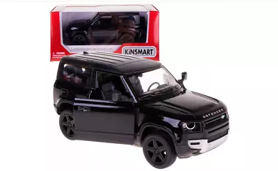 Land Rover Defender British Car Model Diecast Black Toy Open Doors 1:36 Kinsmart • £12.99