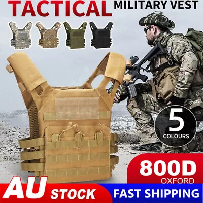 Military Tactical Vest JPC Airsoft Molle Combat Plate Carrier Paintball Hunting • $36.95