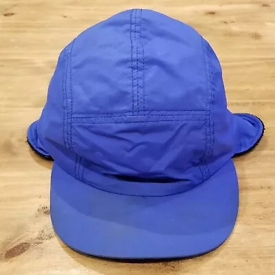 Vintage Columbia Trapper Ski Hat Cap Size M Blue Ear Flaps 5 Panel Made USA • $11.94