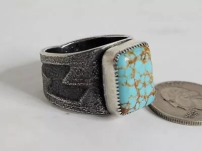 Tufa Cast Sterling Silver Number #8 Mine Turquoise Ring Size 15-1/4 Signed 22.5g • $339.95