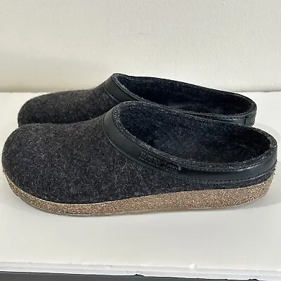 Haflinger Grizzly Torben Gray Wool Felt Clog Mule Slipper Wms Size EU 40/ US 9 • £33.25