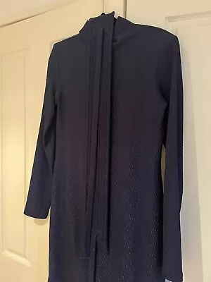 $699 • Buy Scanlan Theodore Navy High Neck Reptile Dress Size 12 Worn Once
