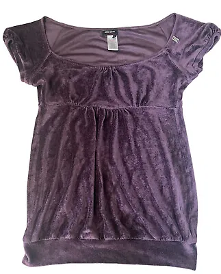 MISS SIXTY Purple Velvet Babydoll Top Size Small • $54.95