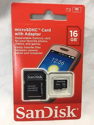 New SanDisk 16GB Micro SDHD Card With Adapter For Smartphone Camera SD Card • $6.49