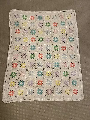 Beautiful Handmade Granny Square Blanket/Afghan 45x36 In Multi Colors • $39.99