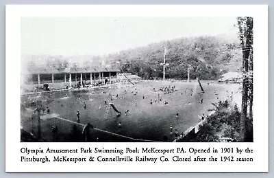 Postcard McKeesport PA Olympia Amusement Park Swimming Pool Repro • $1
